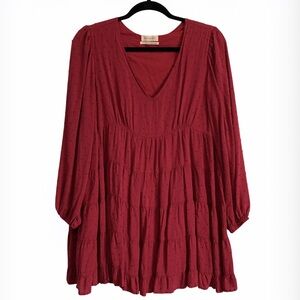 Urban Outfitters Swiss Dot Tiered V-Neck Tunic